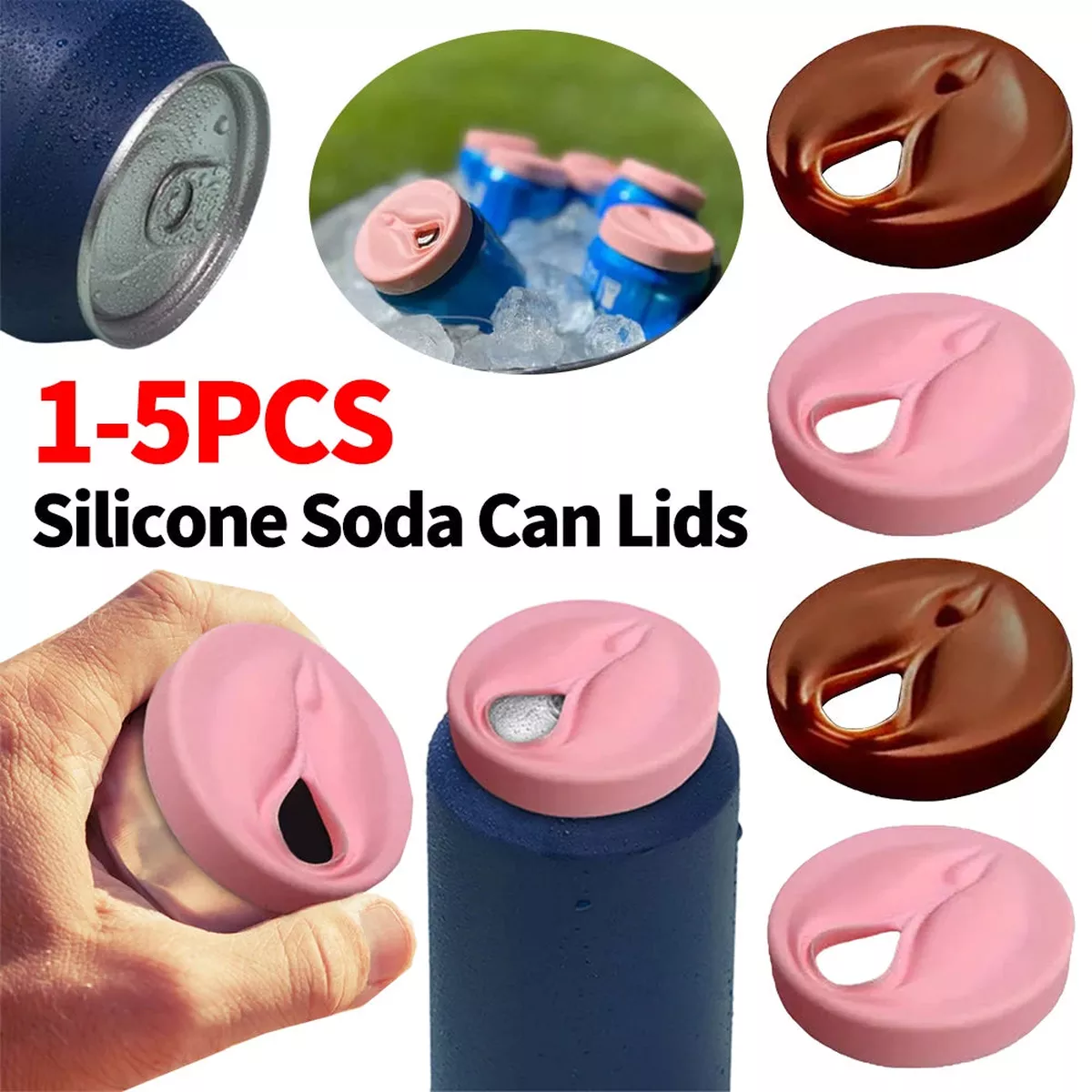 1-5 Pack Silicone Soda Can Lids Reusable Beer Can Covers