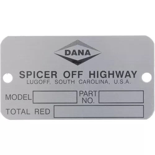 120707 Dana Spicer Off-Highway Axle Name Plate