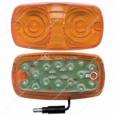 16 LED 4" SET OF 2" RECTANGULAR LIGHT (CLEARANCE/MARKER) WITH SINGLE WIRE - AMBER LED/AMBER LENS 38191