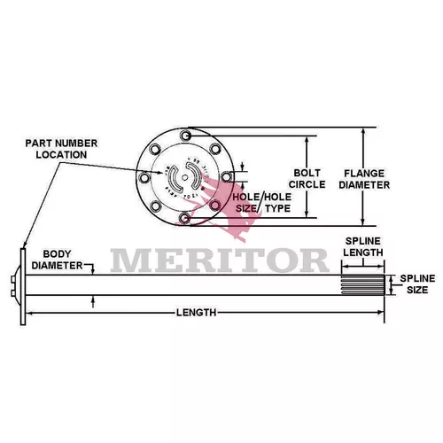 3202P9142 Rockwell Meritor Axle Shaft