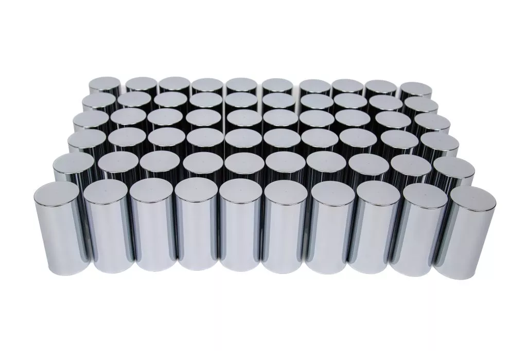 4.25” Tall Chrome Cylinder Thread-on 33mm lug nut cover- 60 pack