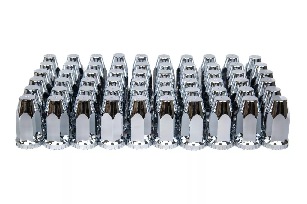 4” Tall Chrome Hex w/ Flange Thread-on 33mm lug nut cover- 60 pack