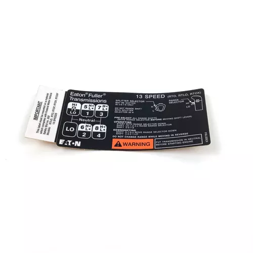 4300764 Eaton Fuller Transmission Shift Label