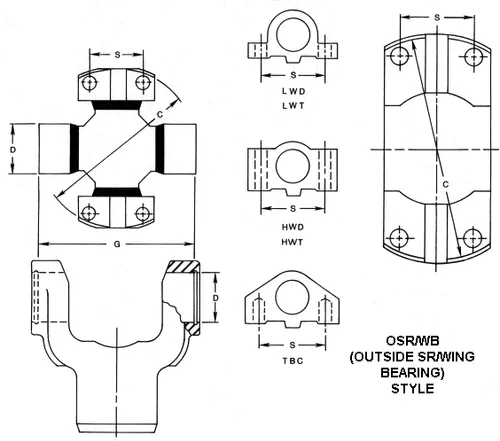 5C-5X Dana Spicer 1480 5C HWT Conversion U Joint