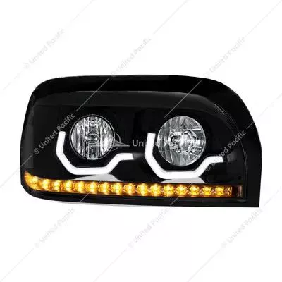 BLACKOUT HEADLIGHT WITH LED TURN SIGNAL & LIGHT BAR FOR 1996-2010 FREIGHTLINER CENTURY – PASSENGER 31206