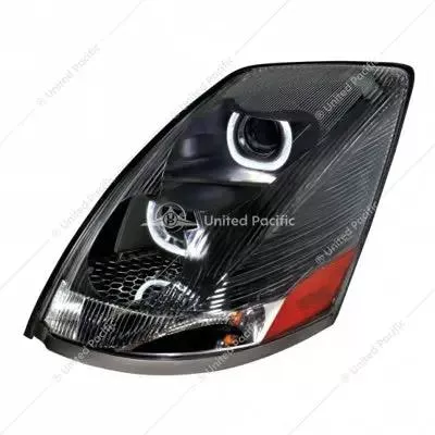 BLACKOUT PROJECTION HEADLIGHT WITH WHITE LED LIGHT BAR FOR 2003-2017 VOLVO VN/VNL – DRIVER 31268