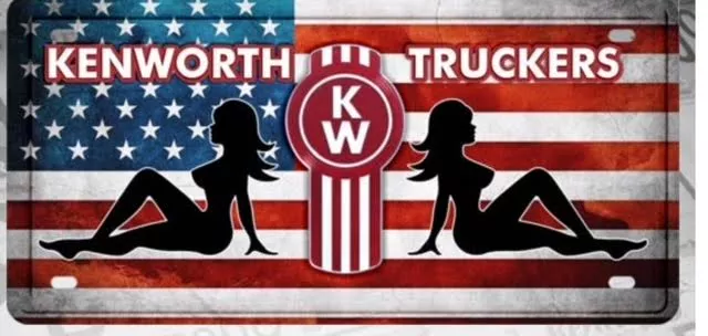 CHAPA (PLACA) DE LUJO LOGO KENWORTH BANDERA EEUU MUÑECA