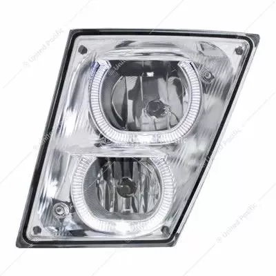 CHROME FOG/DRIVING LIGHT W/WHITE LED LIGHT BAR FOR 2003-2017 VOLVO VN/VNL – DRIVER 32648