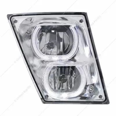 CHROME FOG/DRIVING LIGHT W/WHITE LED LIGHT BAR FOR 2003-2017 VOLVO VN/VNL – PASSENGER 32649