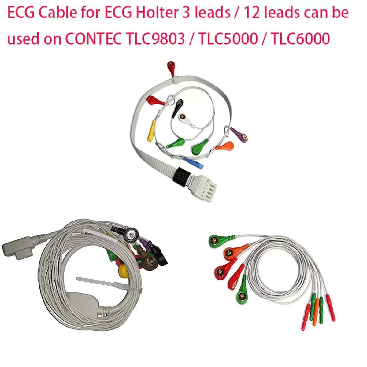 ECG Cable Electrodes Holter 3 and 12 Leads Contec TLC