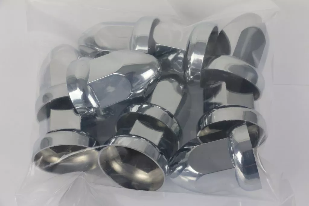 Economy Chrome Dome plastic Nut Covers 33mm wheel nut- 10 pack