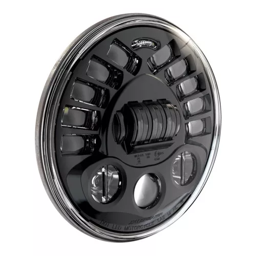 JW Speaker 0555011 LED Black Model 8790 Motorcycle 7" Round Adaptive Headlight