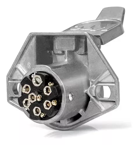 KTC 7-Way Socket with 2 Mounting Holes, Wire Insertion, and Solid Pins