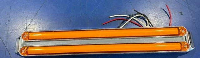 LED LIGHT BAR YELOW HALLO DOUBLE WHIT BEZEL CHROME 13.5"