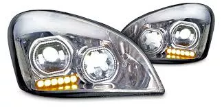 Projection Headlight W/Dual Function Amber LED Position chrome Lights For 2008-17 FL Cascadia pair