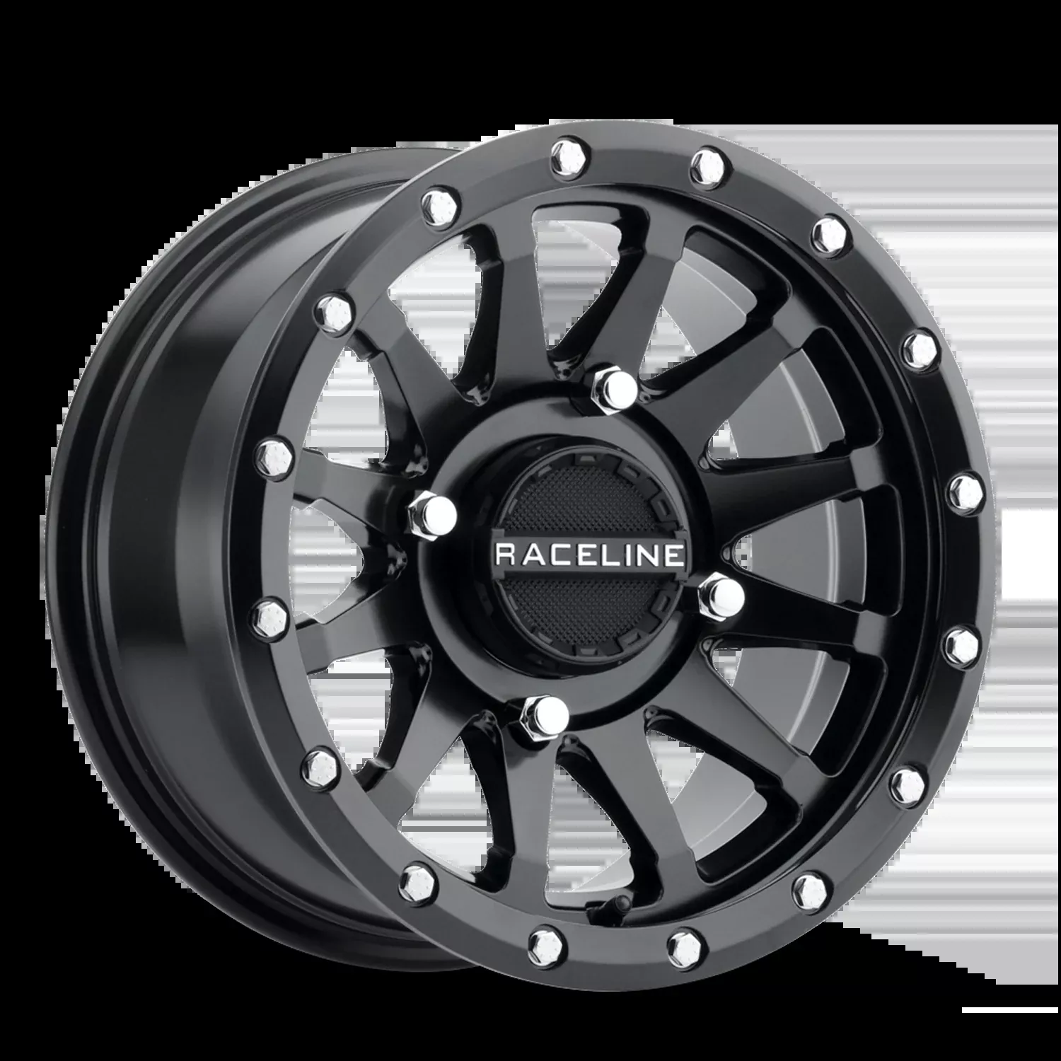 RACELINE | Aluminum Wheels | Aluminum Wheels 14×7 Trophy Simulated Beadlock UTV A95B Milled Satin Black 10 Offset 4 on 110 Bolt Pattern Raceline | A95B-47011+10