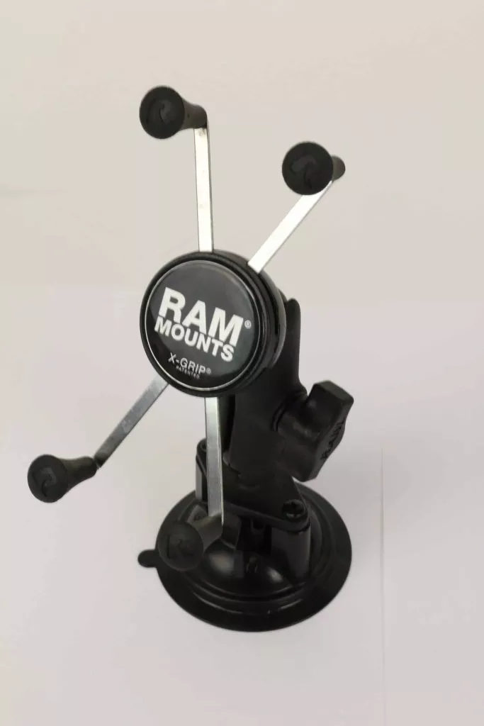 RAM Mounts Suction cup X-Grip mount for large phones and 5” tablets.
