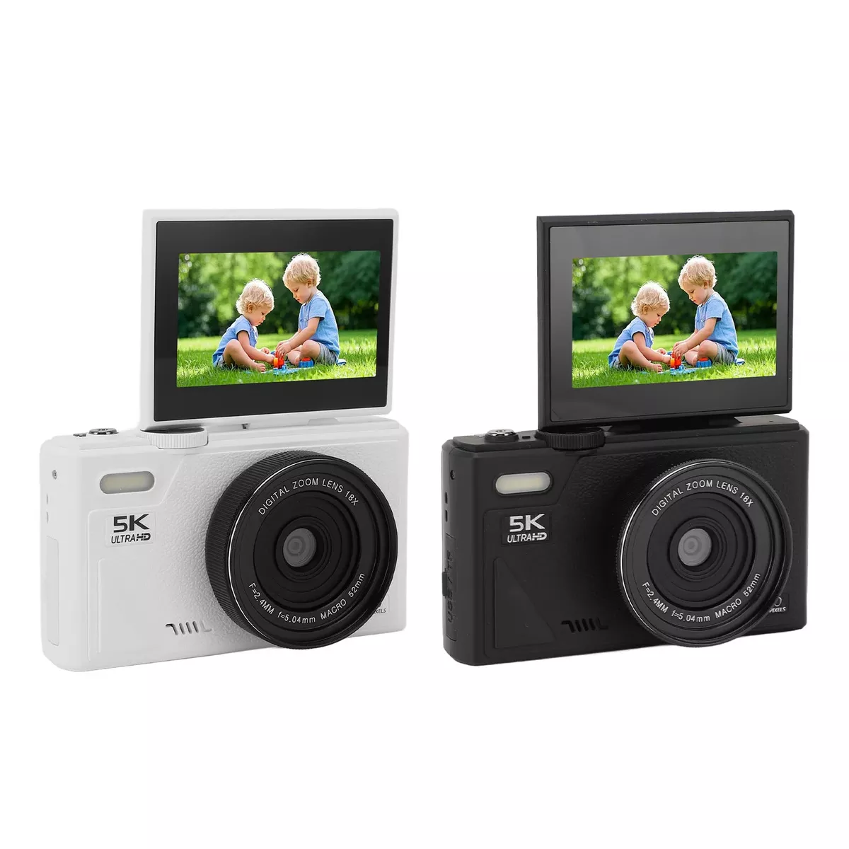 Retro Mirrorless Camera 5K 75MP 18X Zoom Stabilization