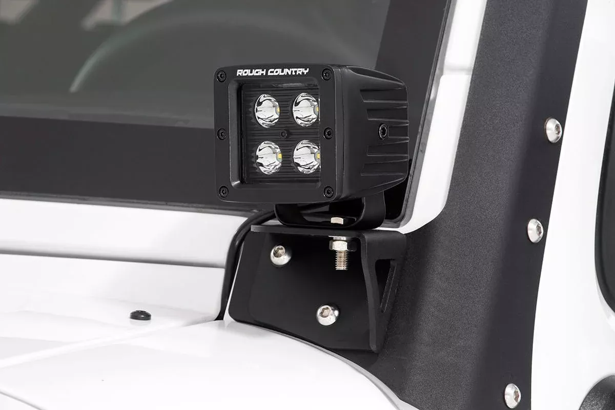 Rough Country | Mounting Brackets(Lighting) | Jeep Lower Windshield Light Mounts 07-18 Wrangler JK For Rough Country 70903, 70903BL, 70804 Rough Country | 70044