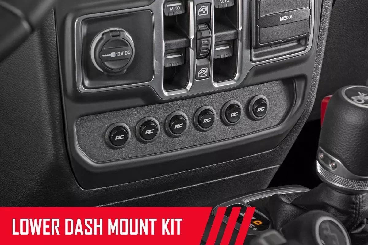 Rough Country | Mounting Brackets(Lighting) | MLC-6 Multiple Light Controller Lower Dash Mount Kit 18-20 Wrangler JL, 20 Gladiator JT Rough Country | 70964