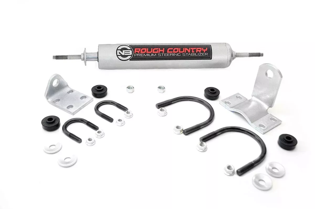 Rough Country | Steering Stabilizer | Steering Stabilizer 81-93 W250 Pickup 76-80 International Scout II 74-93 Ramcharger 74-81 Trailduster 70-72 Jimmy Rough Country | 8735530
