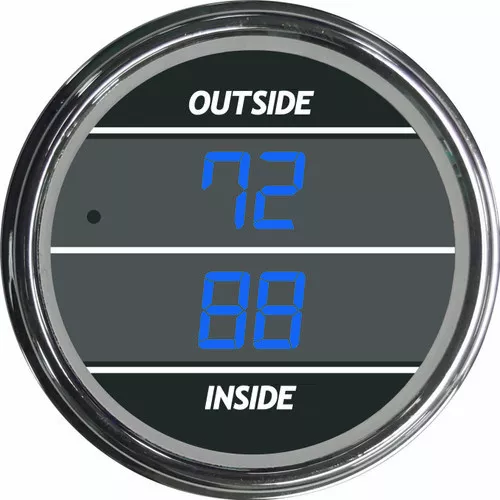 Teltek Blue Inside/outside Air Temperature Gauge Chrome for 2005 & Older Peterbilt | 255