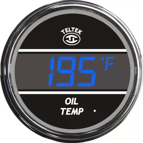Teltek Blue Oil Temperature Gauge Chrome Bezel for 2005 & Older Peterbilt | 205