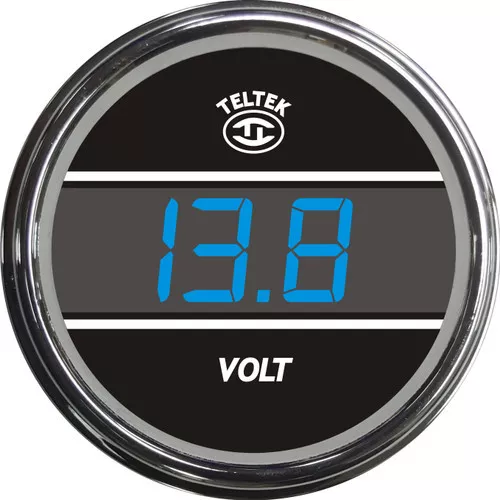Teltek Blue Voltmeter Gauge Chrome Bezel for 2005 & Older Peterbilt | 245
