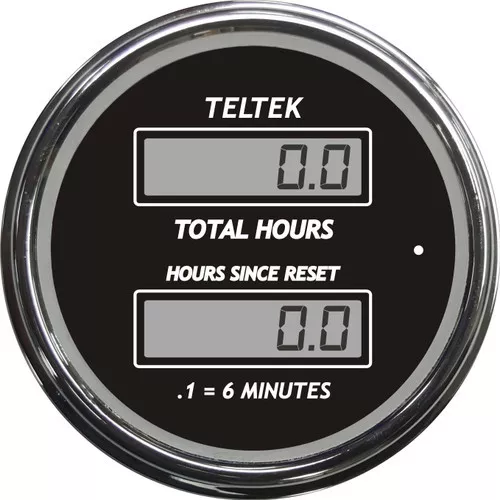 Teltek Dual Hour Meter Gauge Chrome Bezel for 2005 & Older Peterbilt | 167