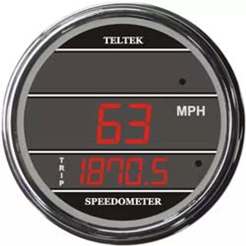 Teltek Red Speedometer Gauge Chrome Bezel for 2005 & Older Peterbilt | 159A