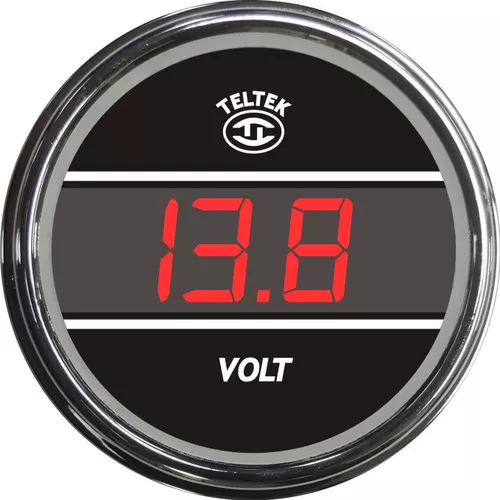 Teltek Red Voltmeter Gauge Chrome Bezel for 2005 & Older Peterbilt | 145