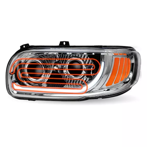 TLED-H114 Peterbilt Chrome LED Heated Driver Side Headlight Assy