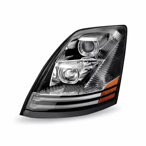 TLED-H45 Volvo VN VNL Halogen Headlight Assembly with 2 LED Strips Driver Side