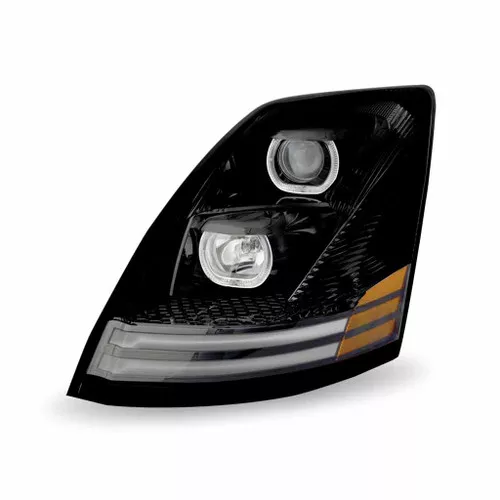 TLED-H54 Volvo VN VNL Halogen Headlight Assembly with 2 LED Strips Driver Side