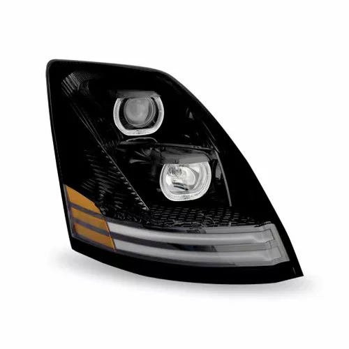 TLED-H55 Volvo VN VNL Halogen Headlight Assembly w/ 2 LED Strips Passenger Side