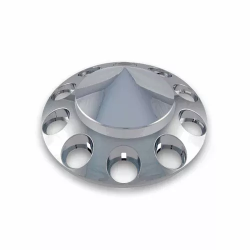 TRUX THUB-FRPNP CHROME ABS PLASTIC FRONT POINTED AXLE COVER WITH REMOVABLE HUBCAP - NUT COVERS NOT INCLUDED