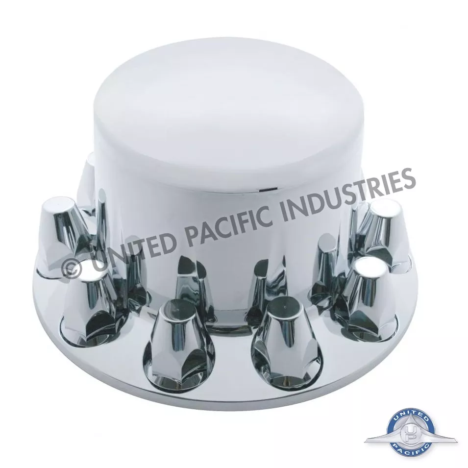 United Pacific Chrome Dome Rear Semi Truck Axle Cover w/ 33mm Nut Cover